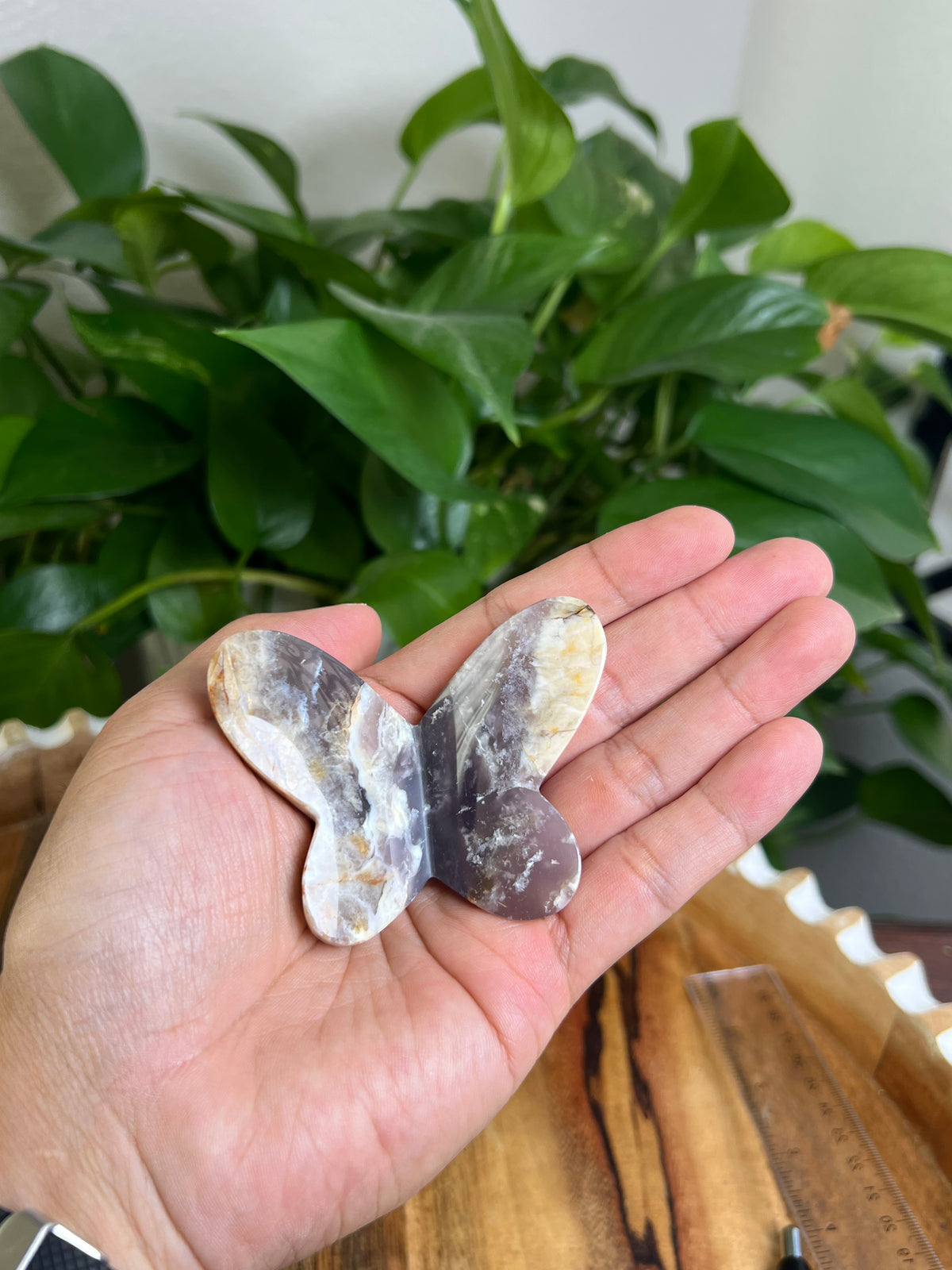 Purple Chalcedony 3D Butterfly: Y