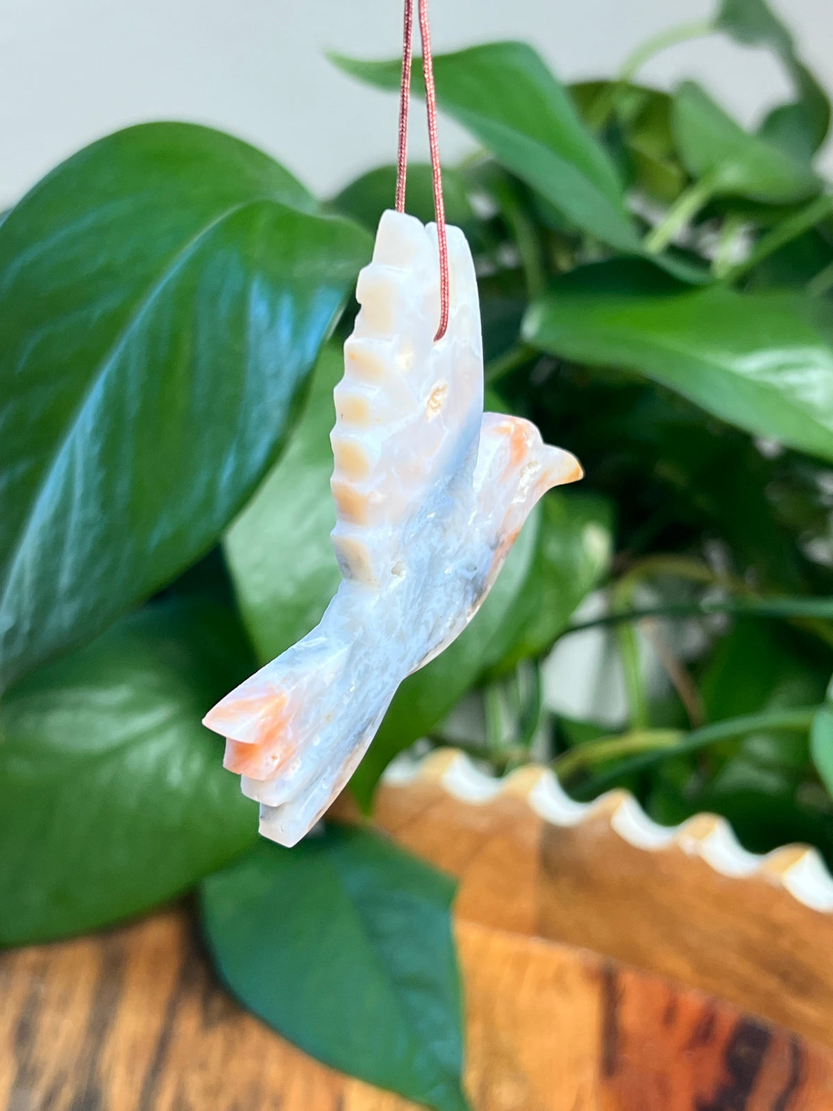 Rainbow Plume Agate Hummingbird Ornaments