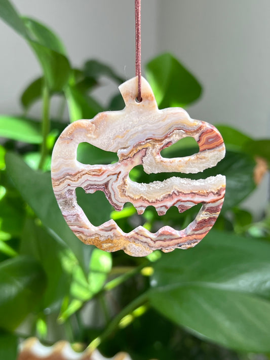 Crazy Lace Agate Ornament Pumpkin:  PG