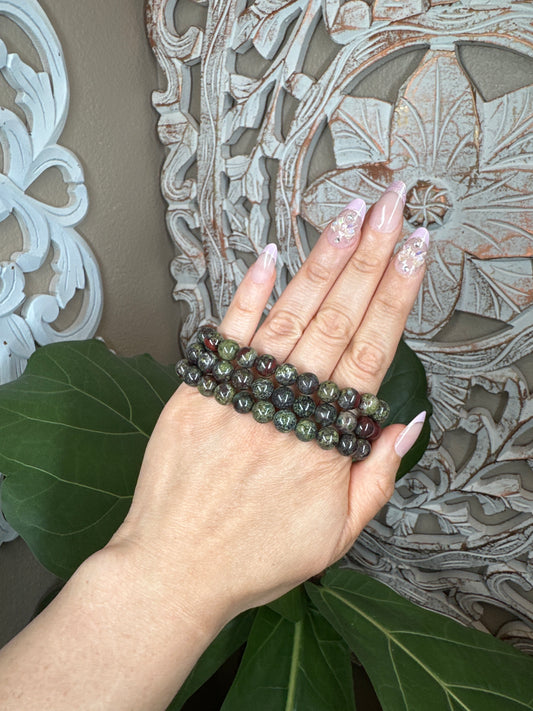 Dragons Blood Jasper Beaded Bracelet (8mm)