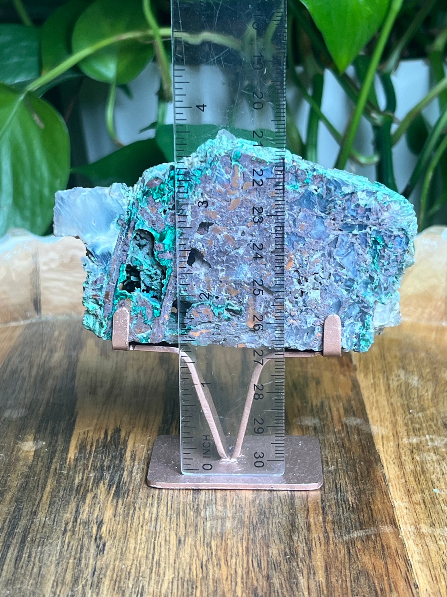 Copper In Malachite Chrysocolla and Chalcedony Slab: M