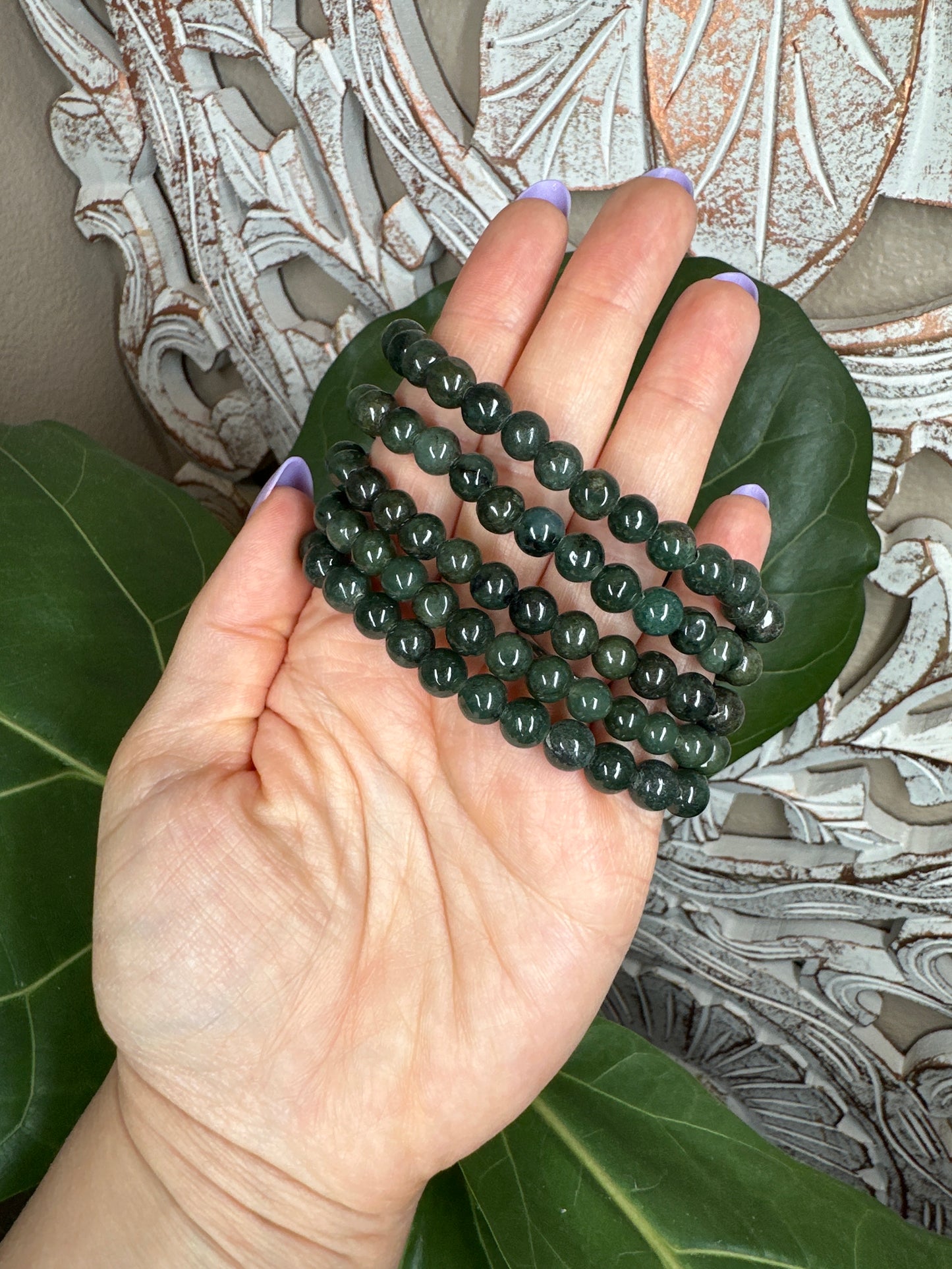 Green Burmese Jade Beaded Bracelet (7mm)