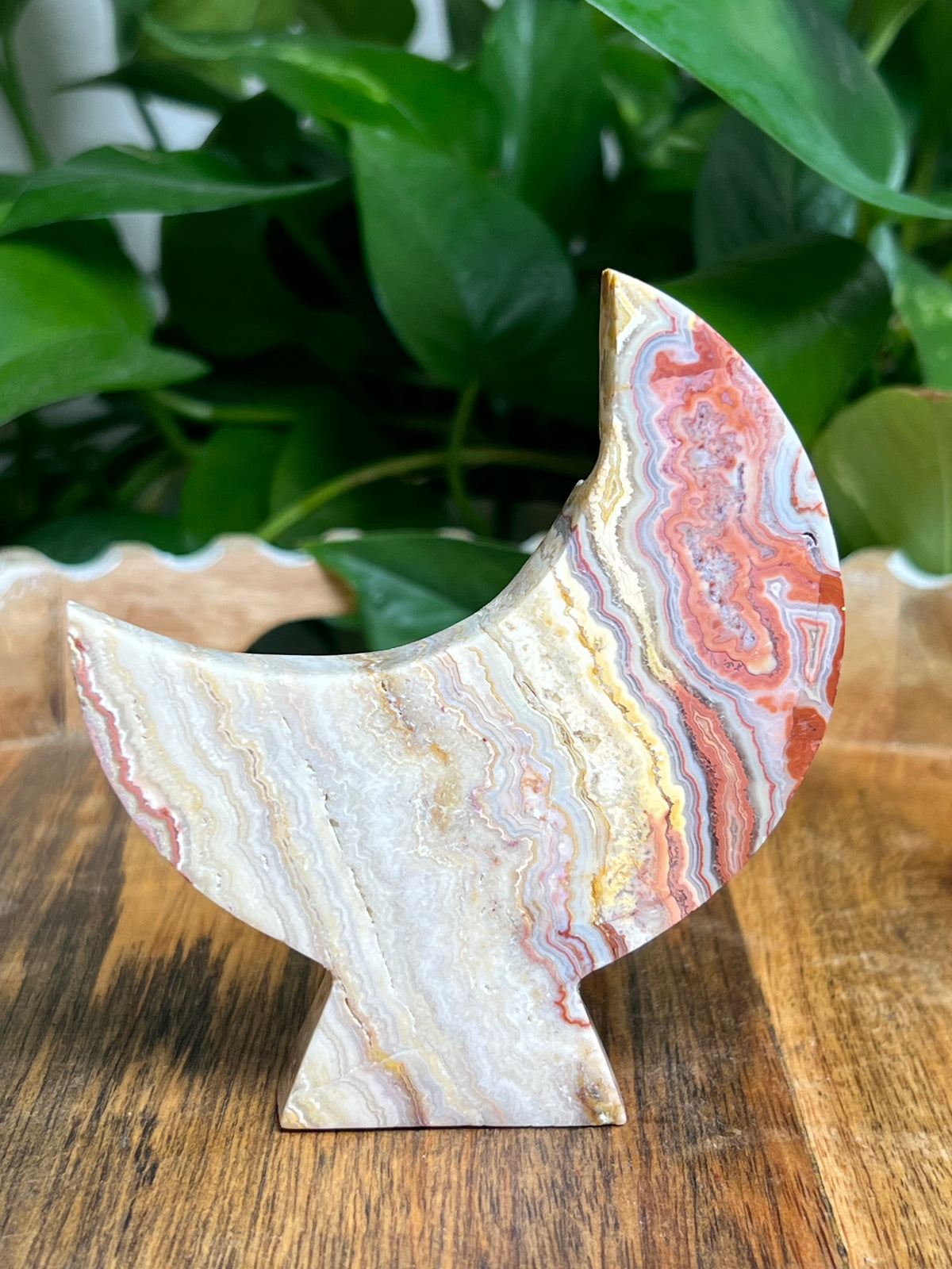 Crazy Lace Agate Self Standing Moon: CA