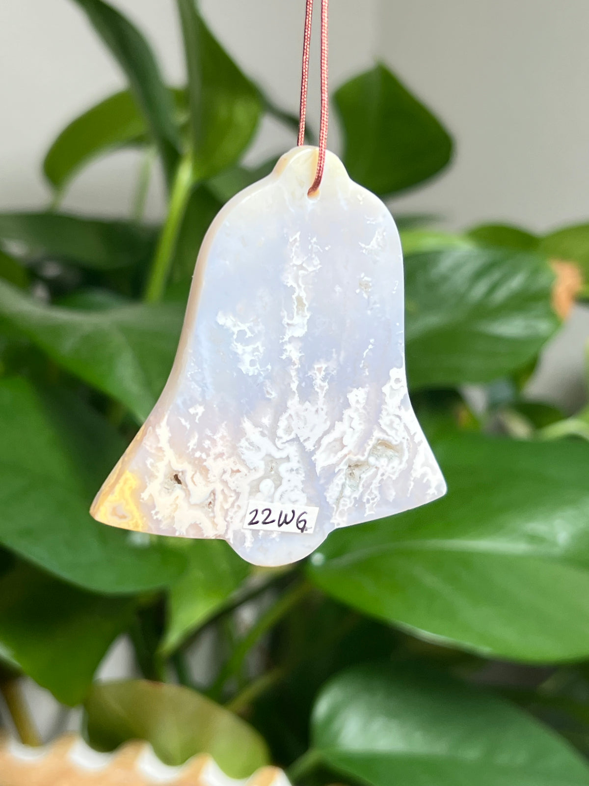 Winter Plume Agate Ornament Bell: WG