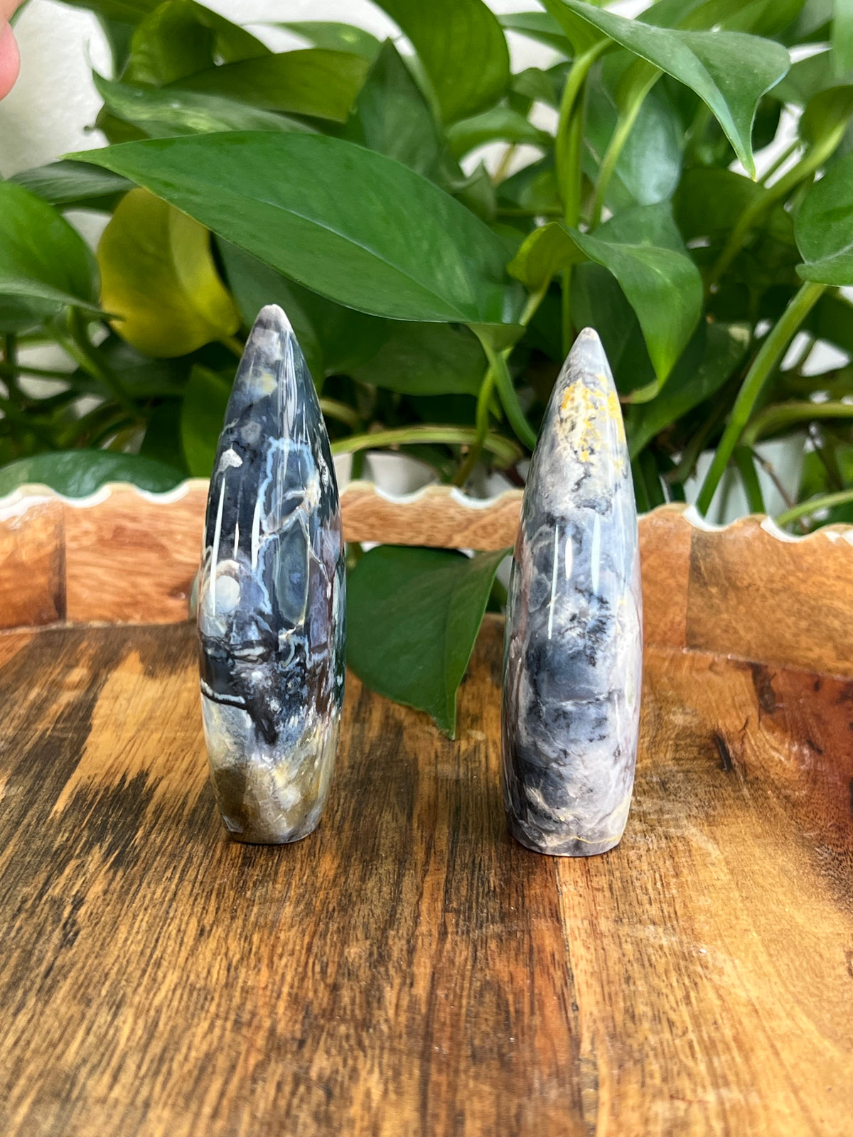 Blue Plume Agate Flames