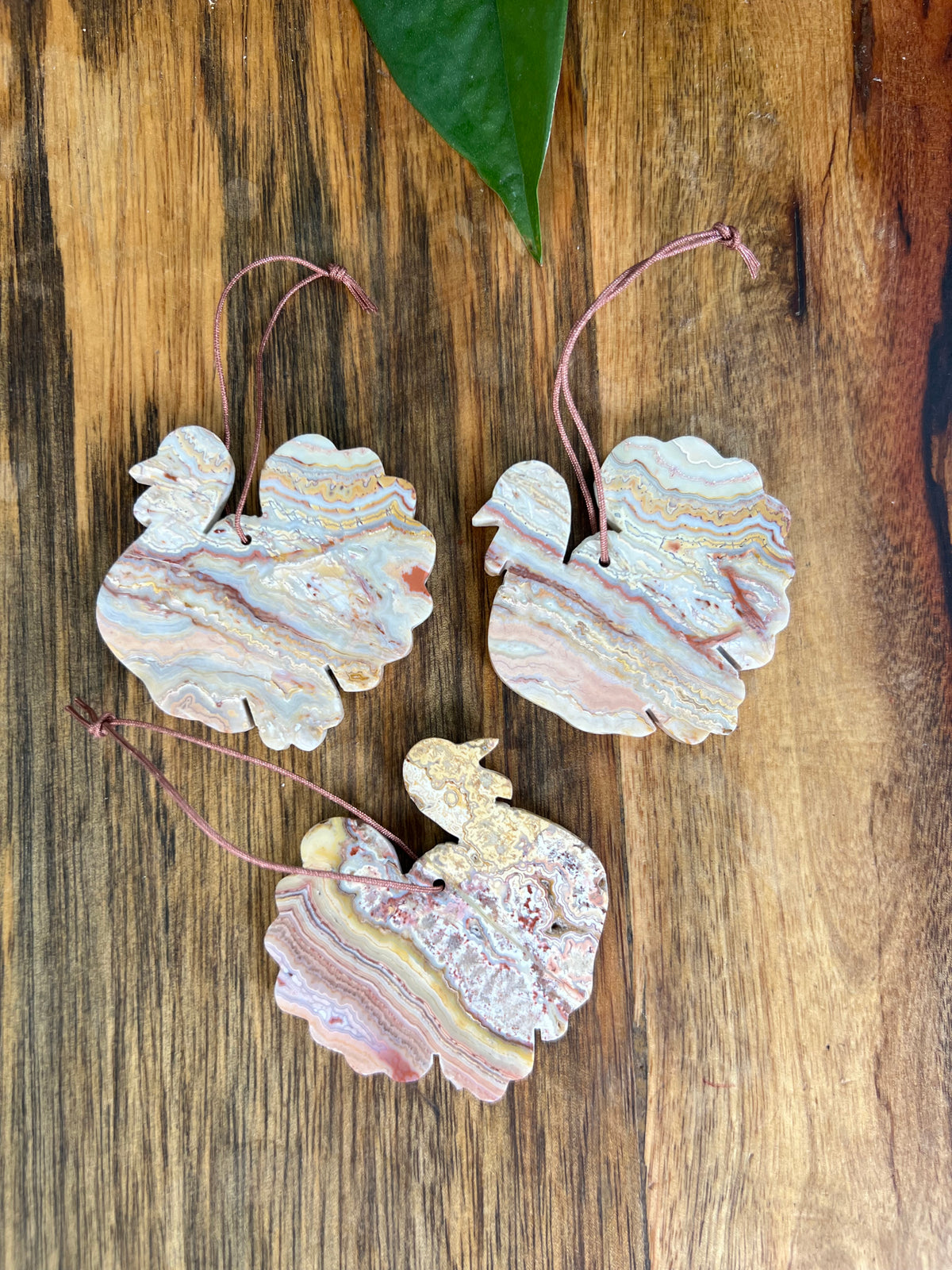 Crazy Lace Agate Turkey Ornaments