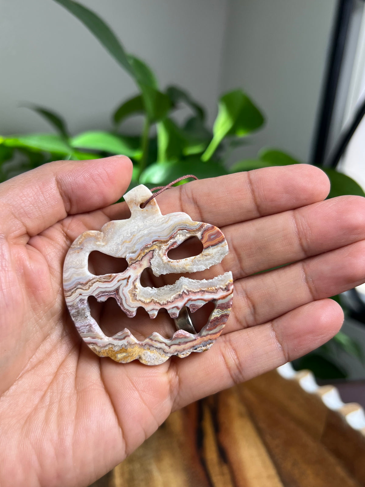 Crazy Lace Agate Ornament Pumpkin:  PG