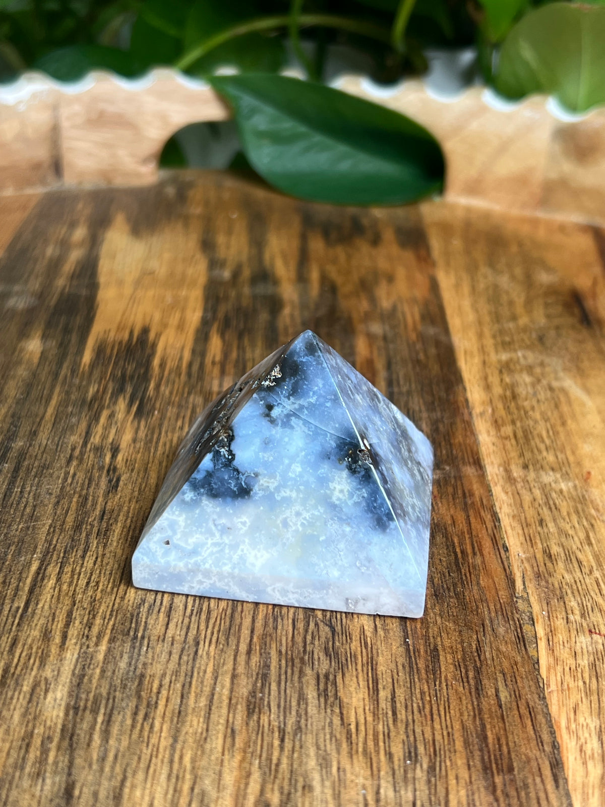 Blue Plume Agate Pyramid: PS