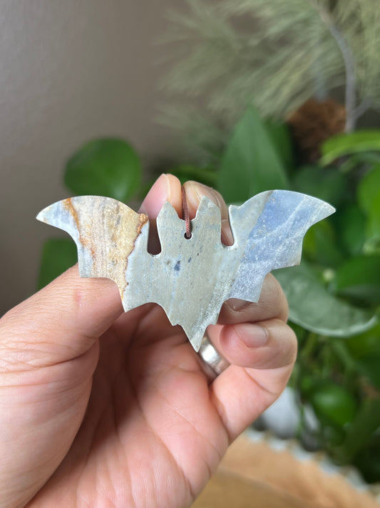 Blue Green Jasper Bat Ornament