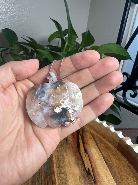 Rainbow Plume Agate Ornament Pumpkin: KT