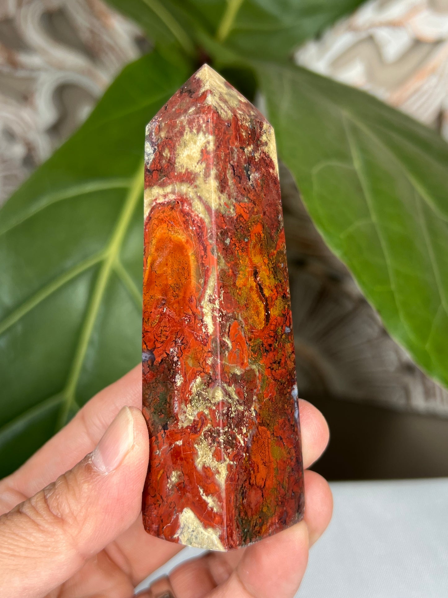 Red Moss Agate Tower