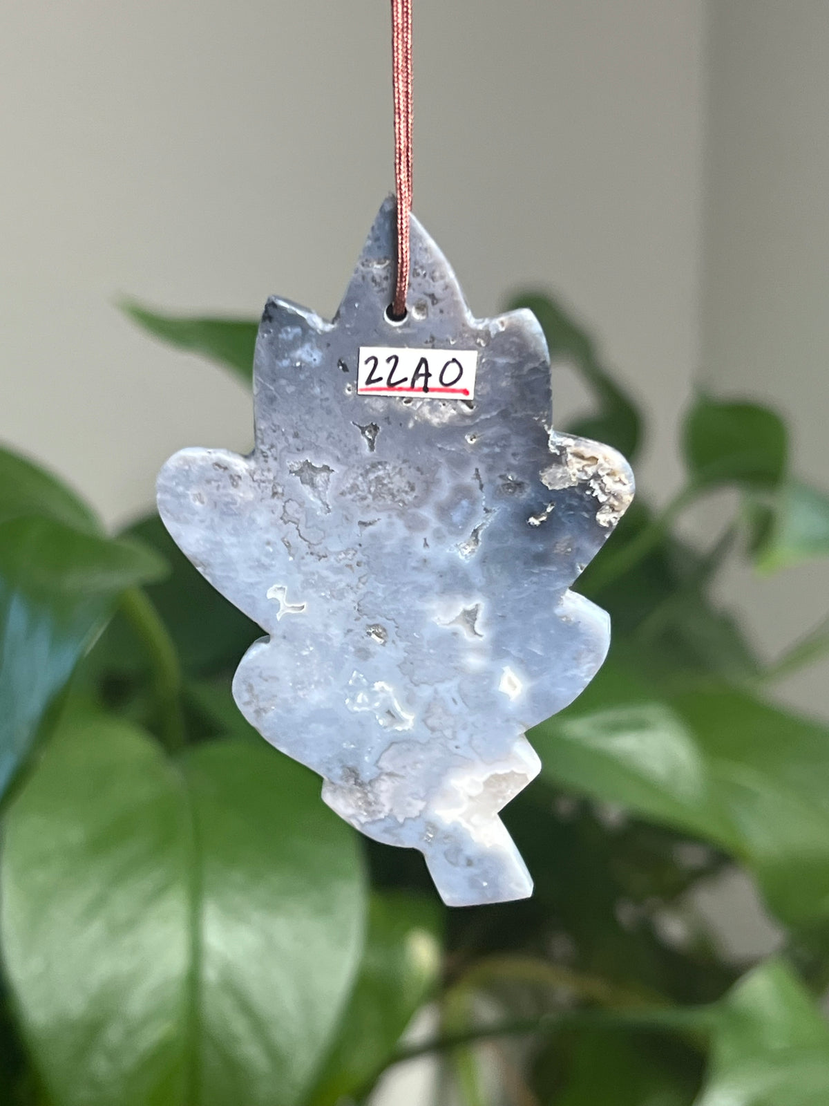 Blue Plume Agate Leaf Ornaments