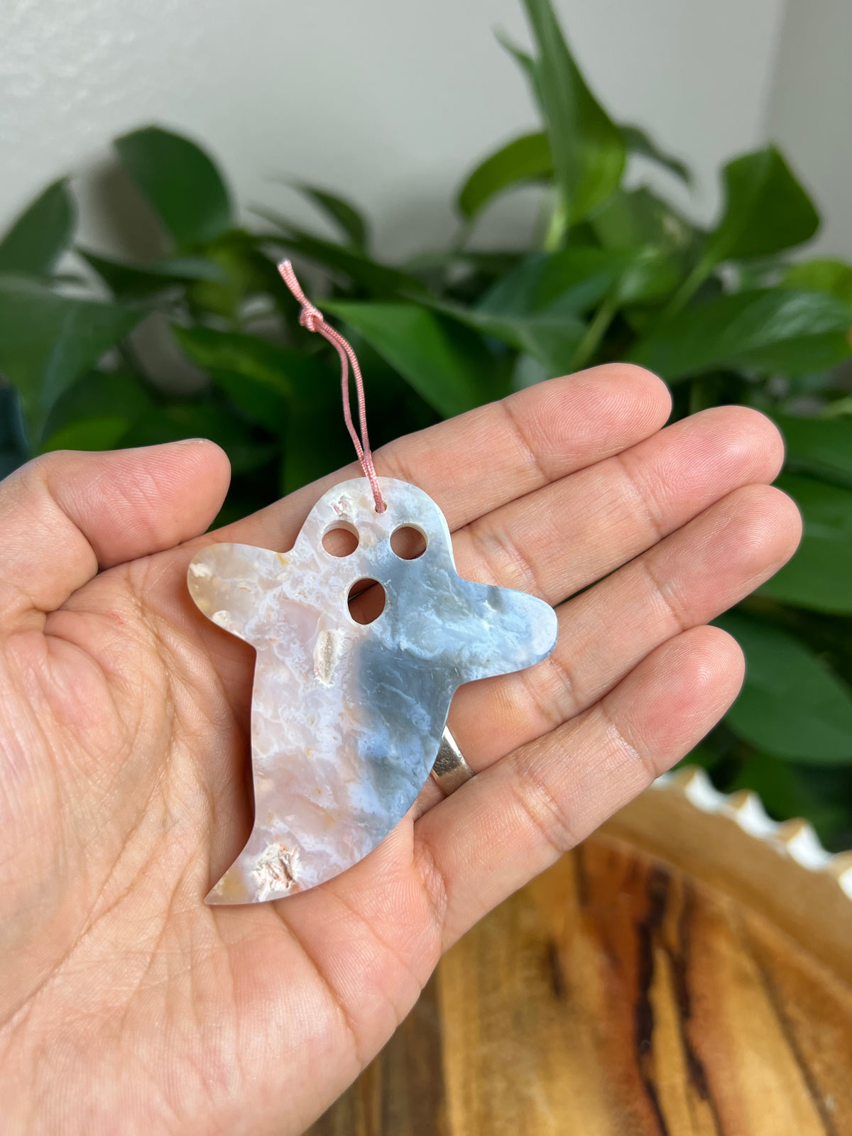 Rainbow Plume Agate Ornament Ghost: CC