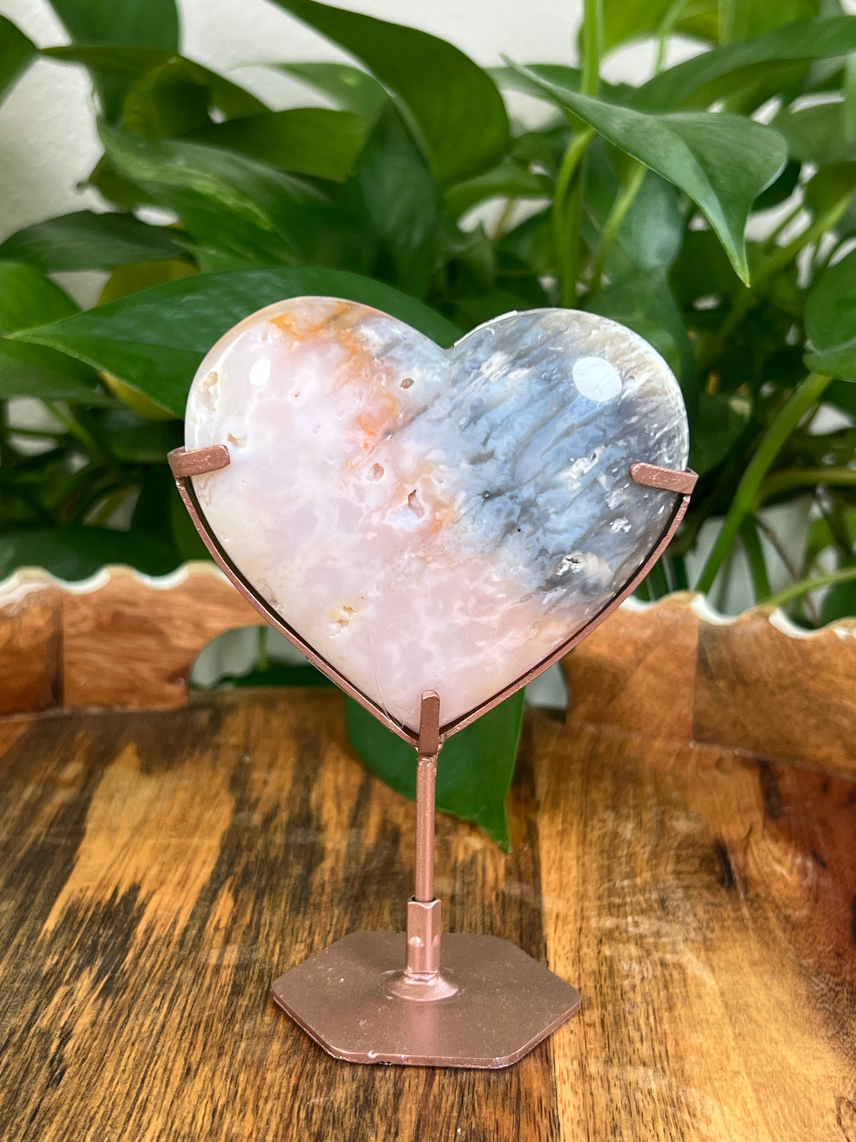 Rainbow Plume Agate Hearts