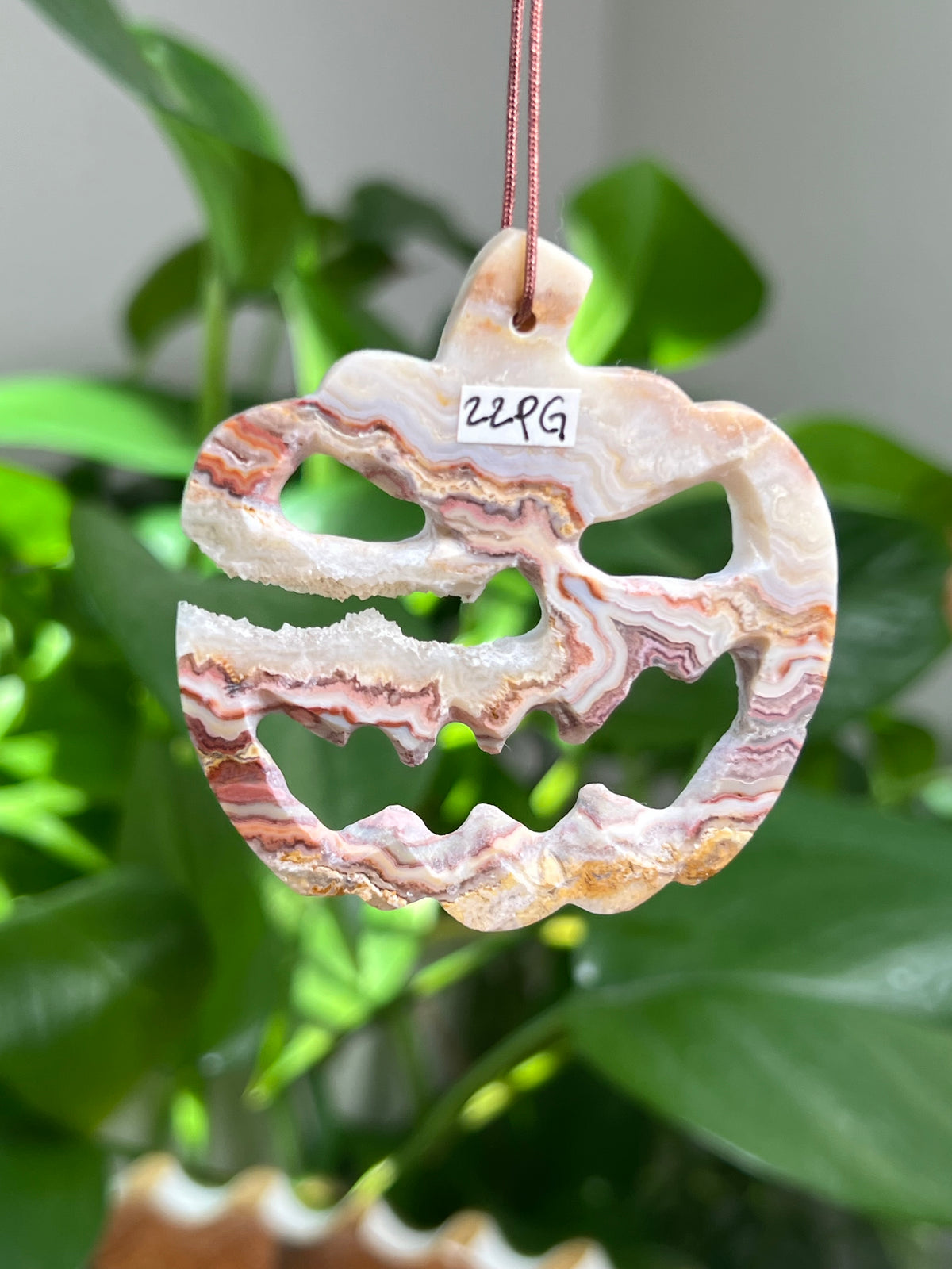Crazy Lace Agate Ornament Pumpkin:  PG