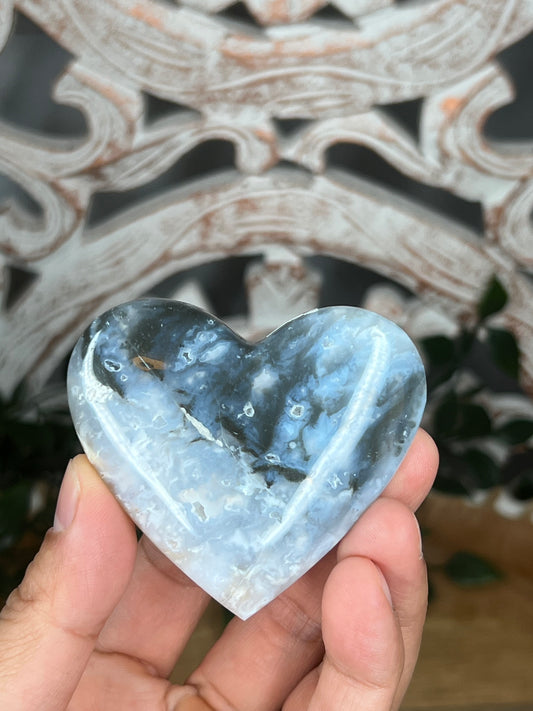 Rainbow Plume Agate Heart