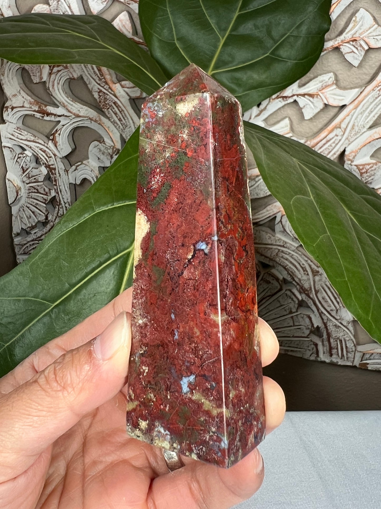 Red Moss Agate Tower