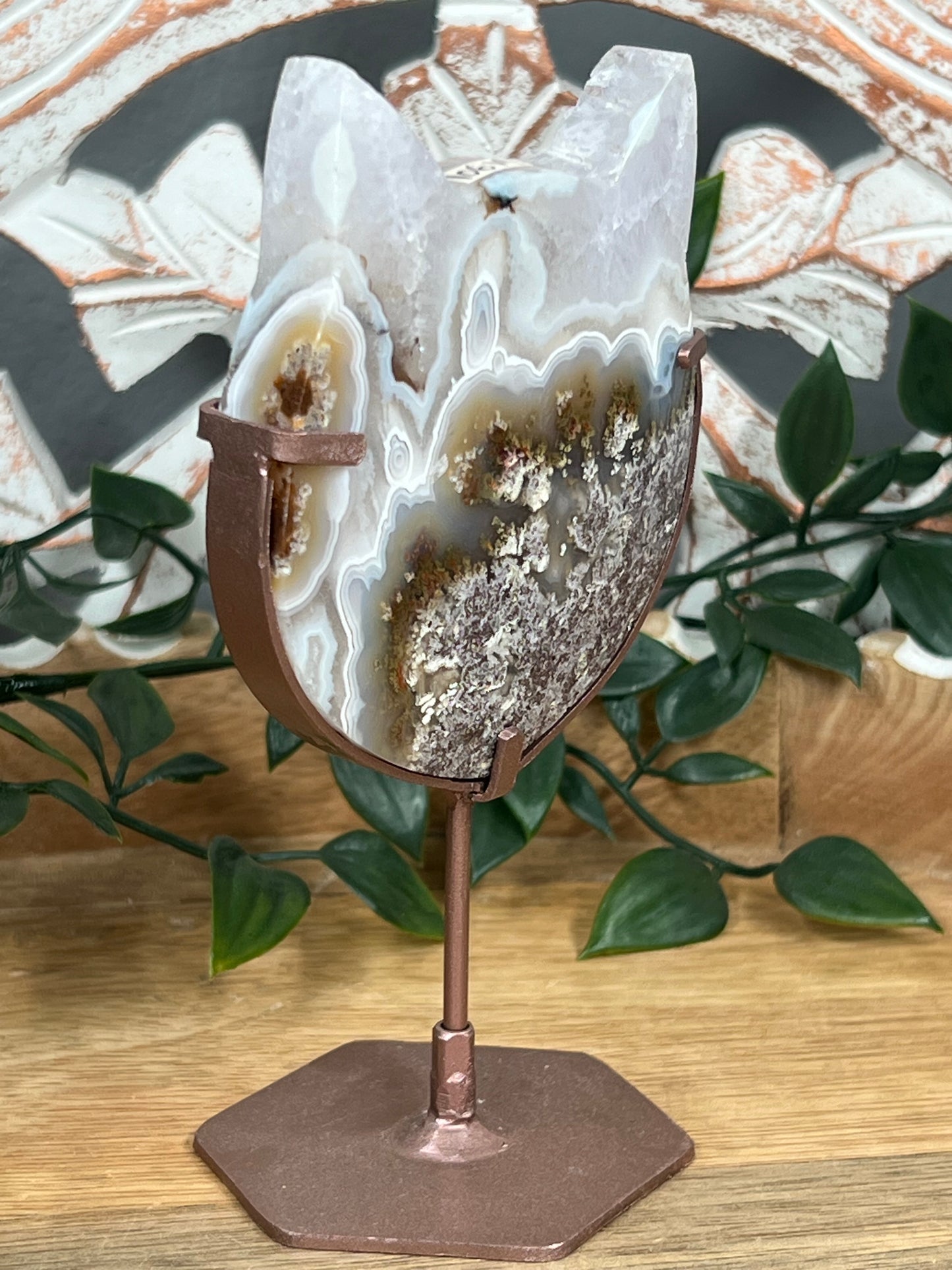 Scenic Moss Agate Cat Head