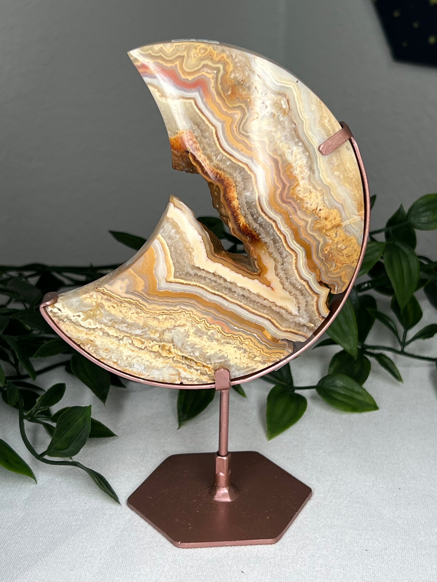 Yellow Crazy Lace Agate Moon