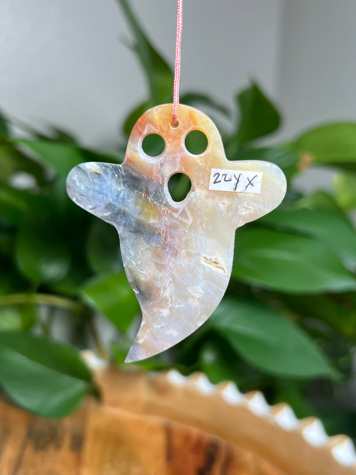 Rainbow Plume Agate Ornament Ghost: YX