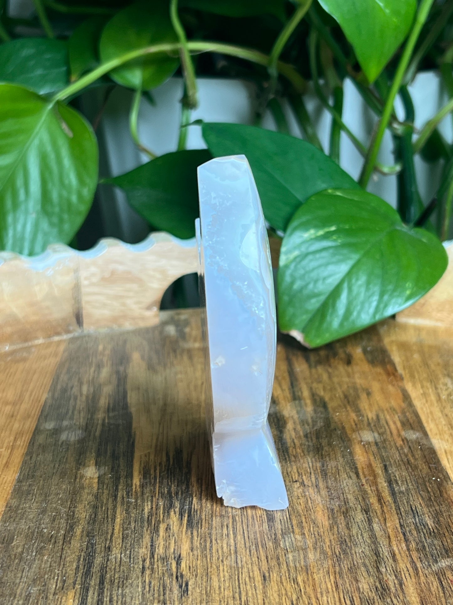 Scenic Moss Agate Self-Standing Moon: PQ