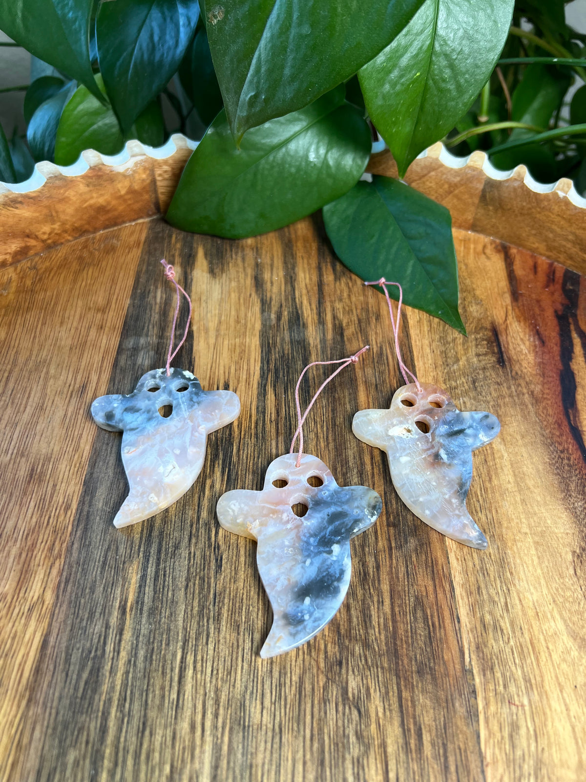 Rainbow Plume Agate Ghost Ornaments