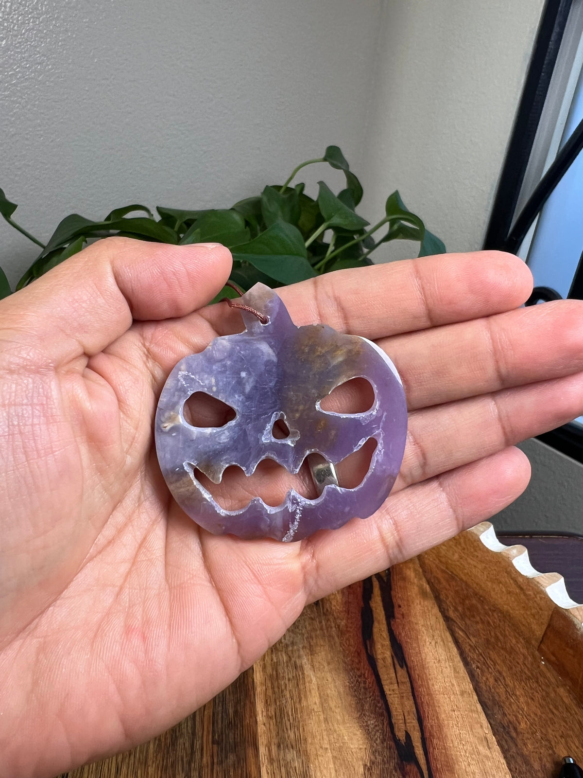Purple Chalcedony Jack-O-Lantern Ornaments