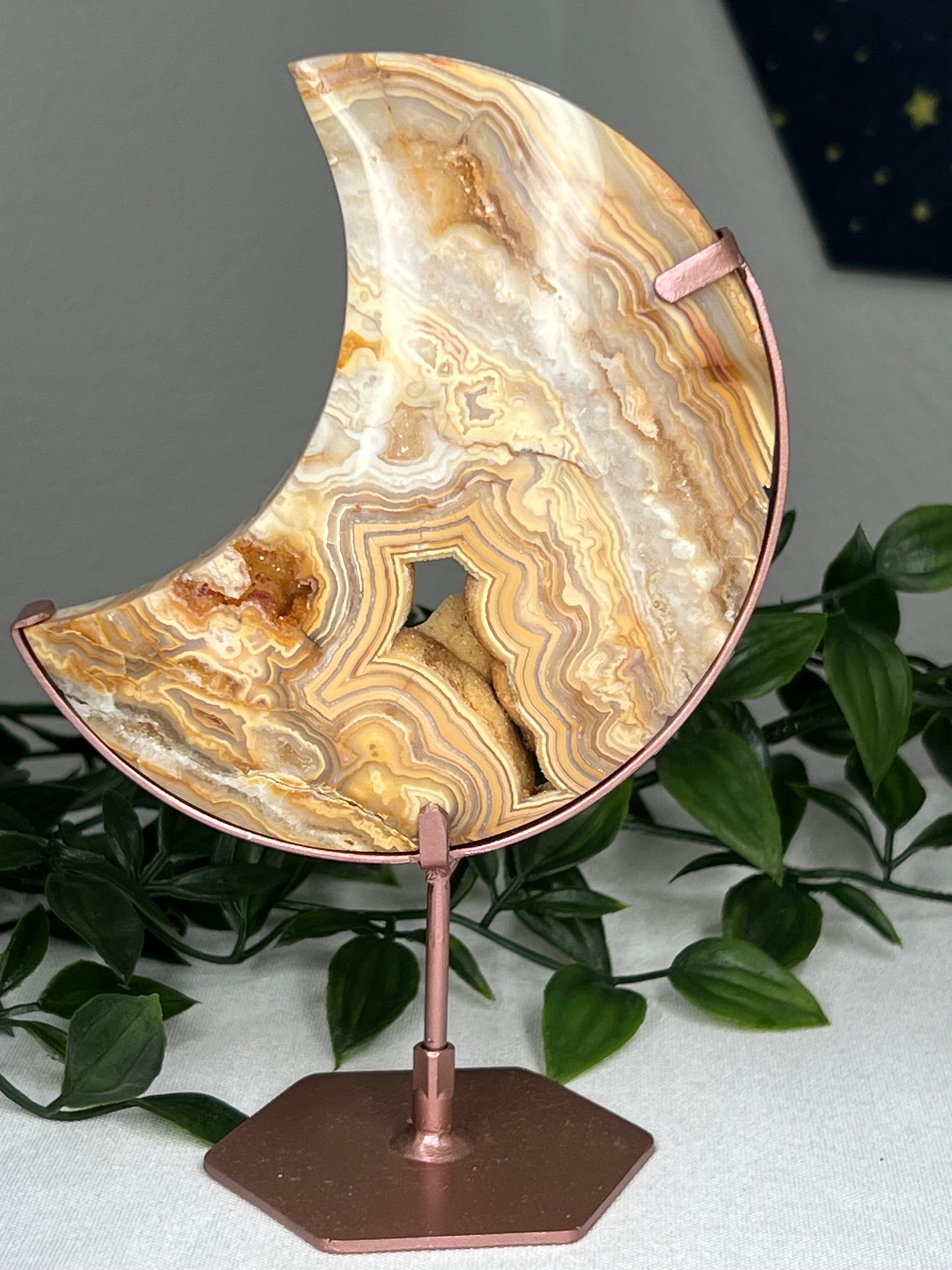 Yellow Crazy Lace Agate Moon