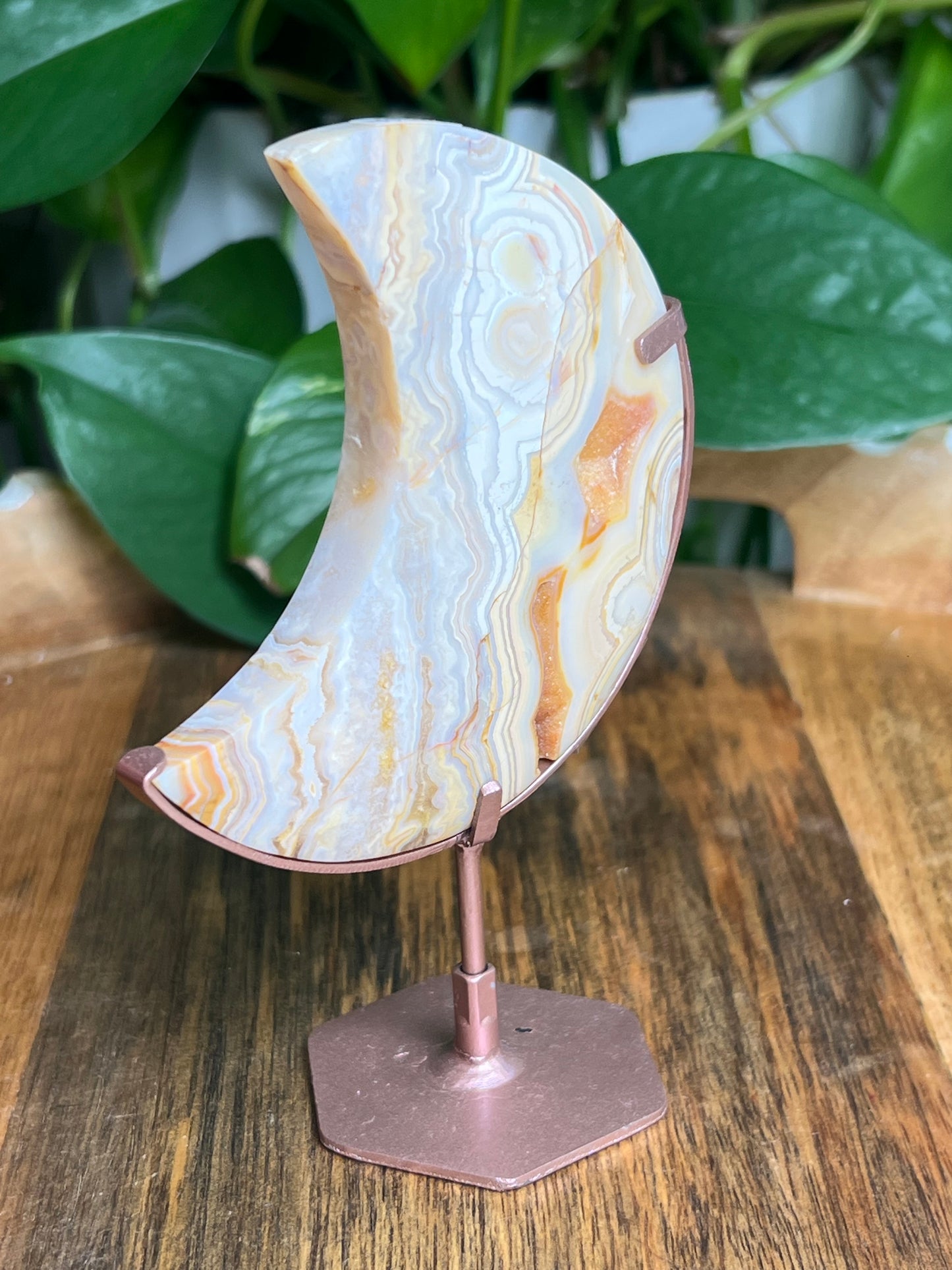 Yellow Crazy Lace Agate Moon: Ni