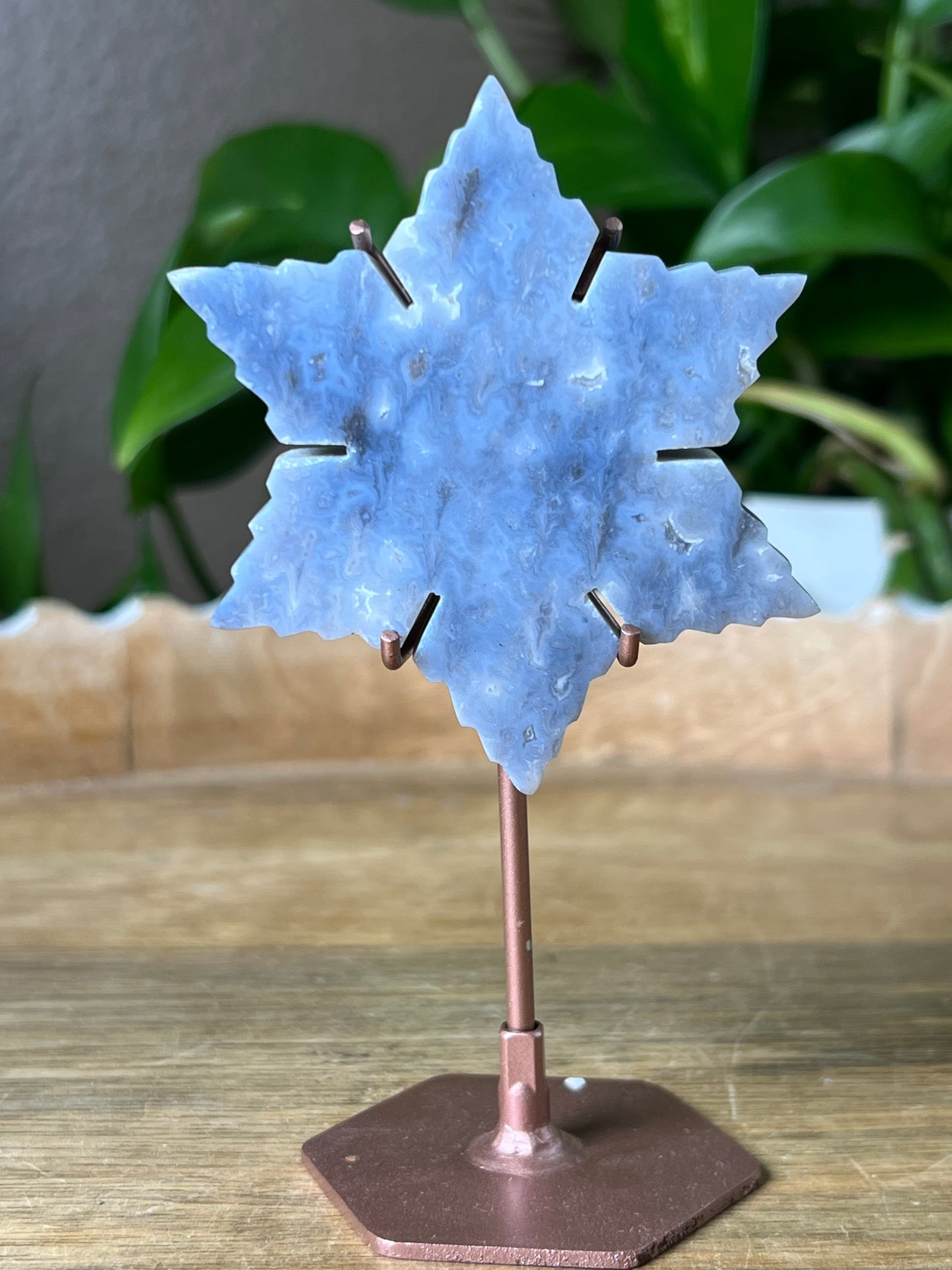 Blue Plume Agate Snowflake