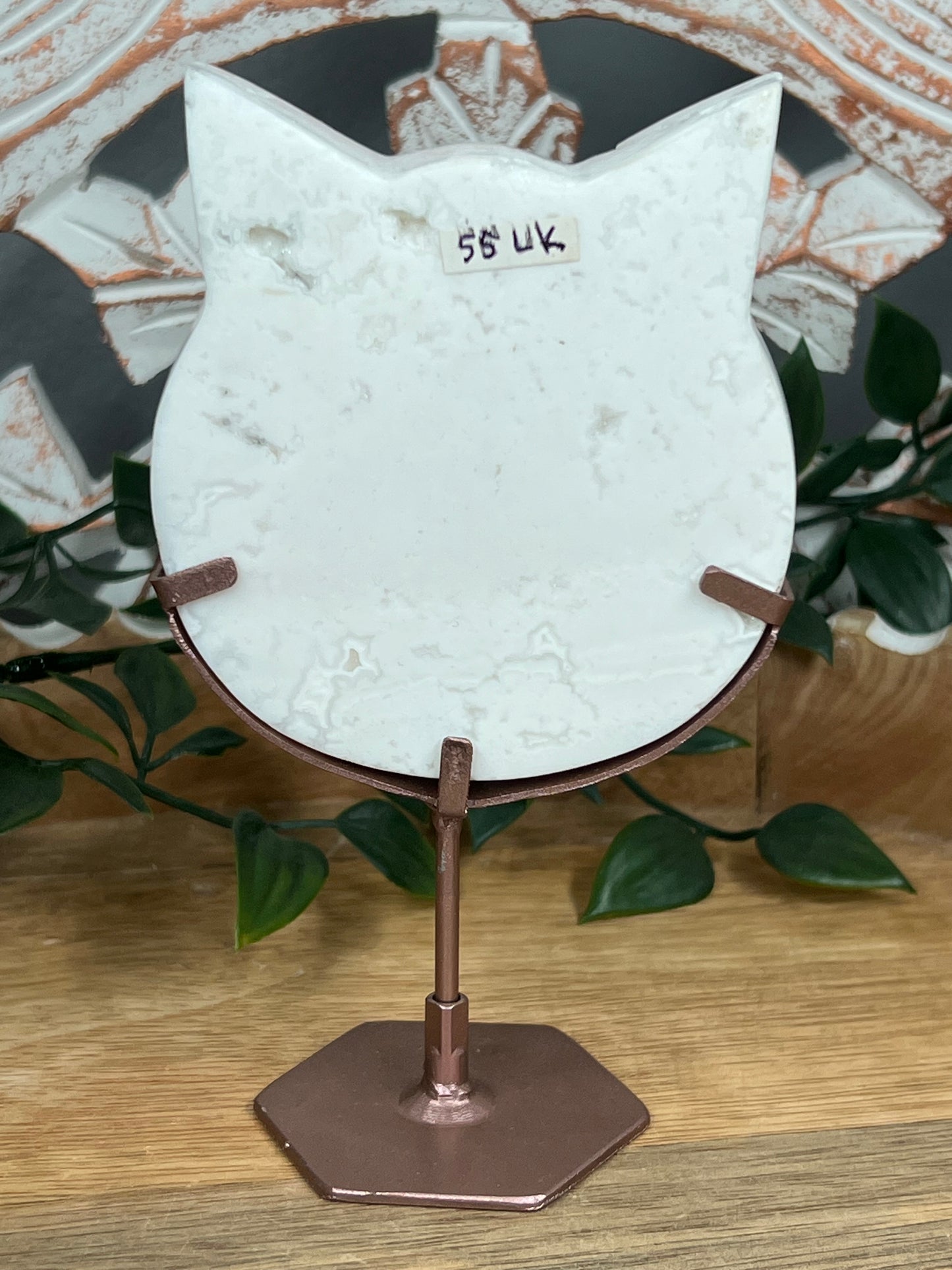 White Plume Agate Cat Head