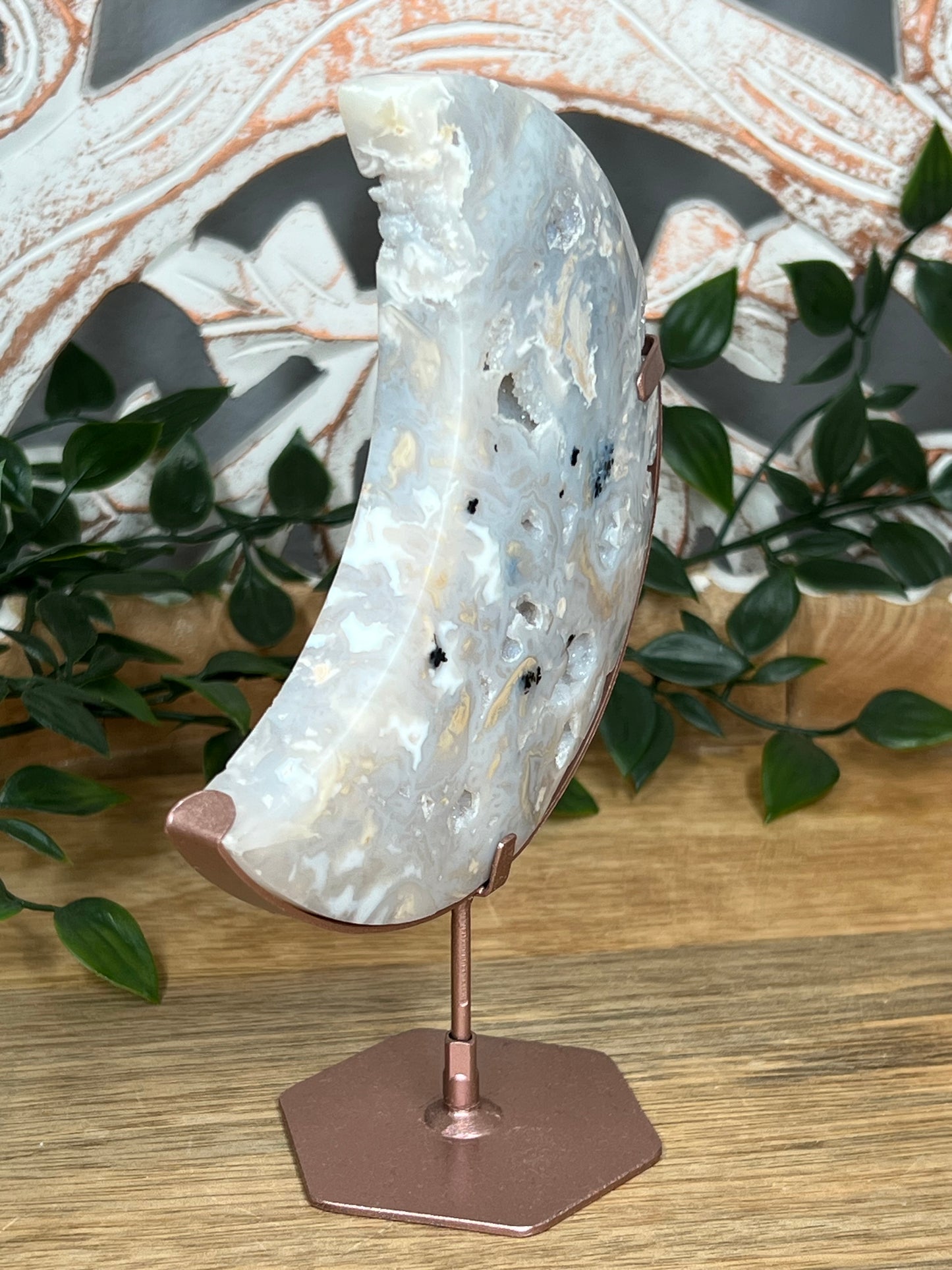 Dendritic Tiger Agate Moon