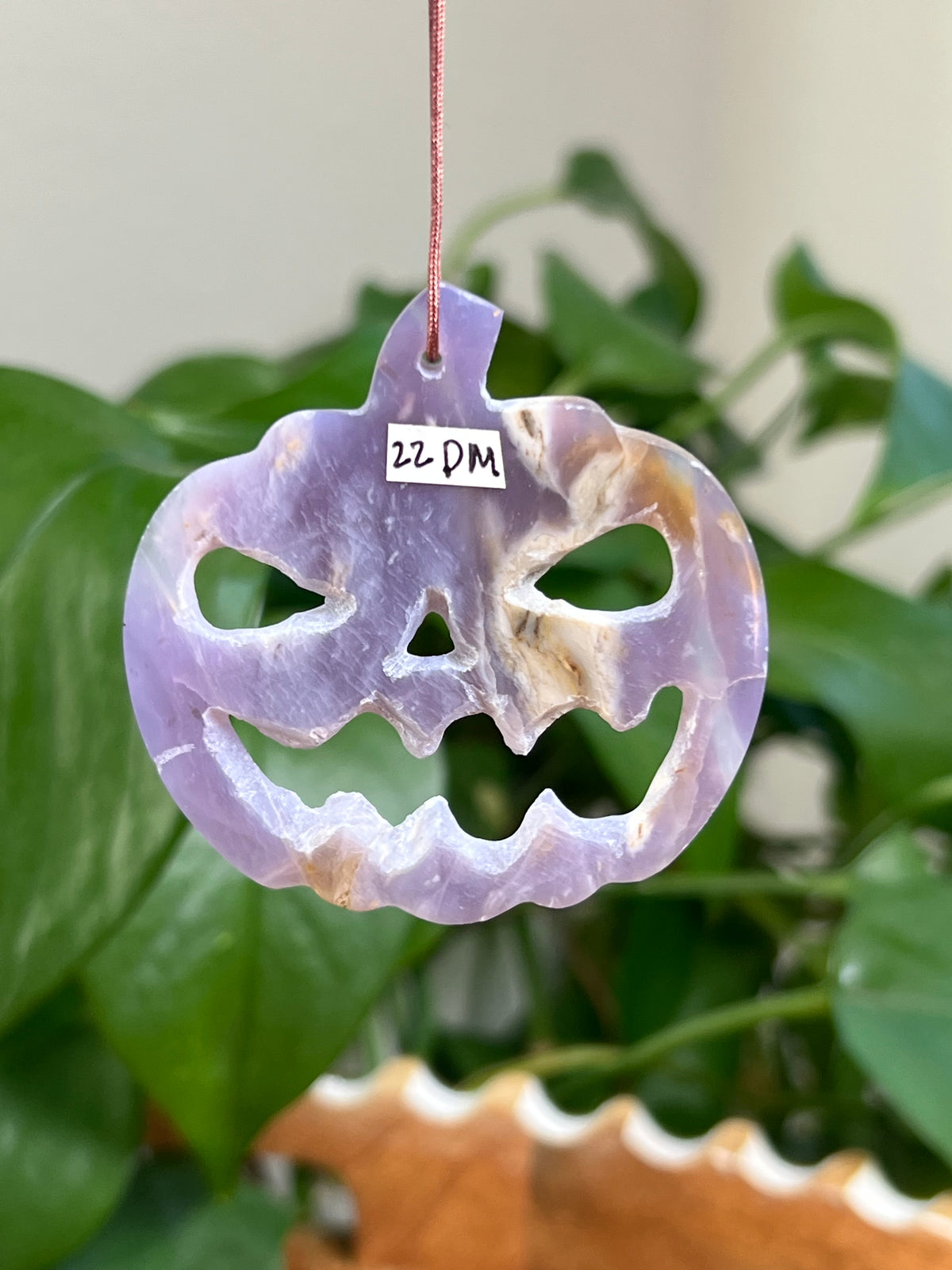 Purple Chalcedony Jack-O-Lantern Ornaments