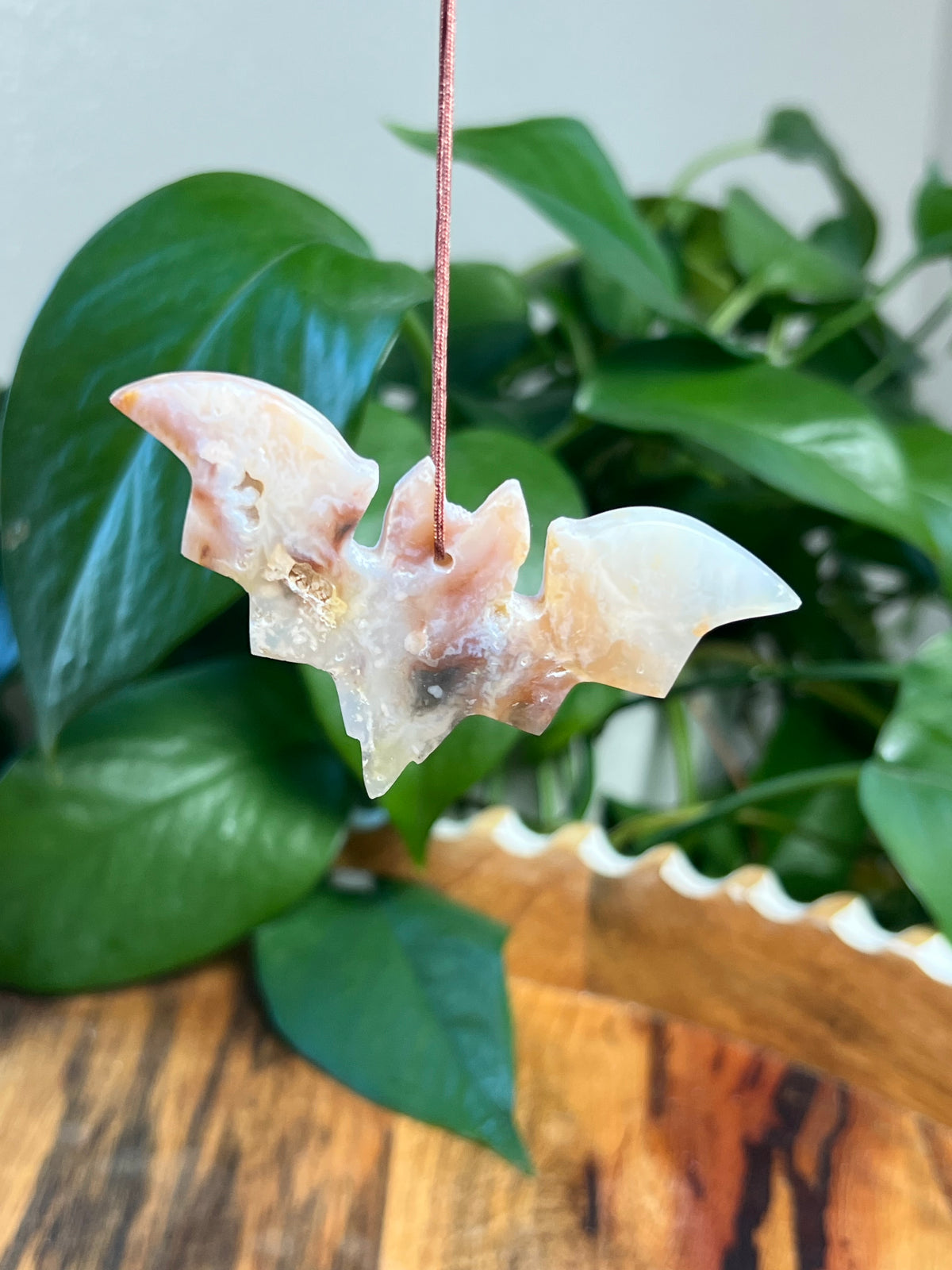 Rainbow Plume Agate Bat Ornaments