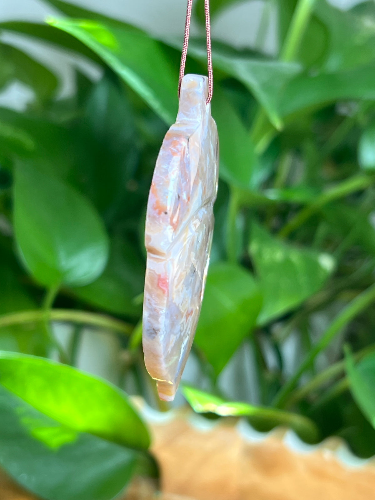 Sumatra Plume Agate Ornament Acorn: YA