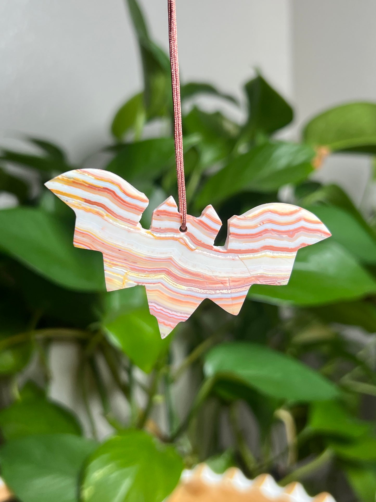 Crazy Lace Agate Ornament Bat: U