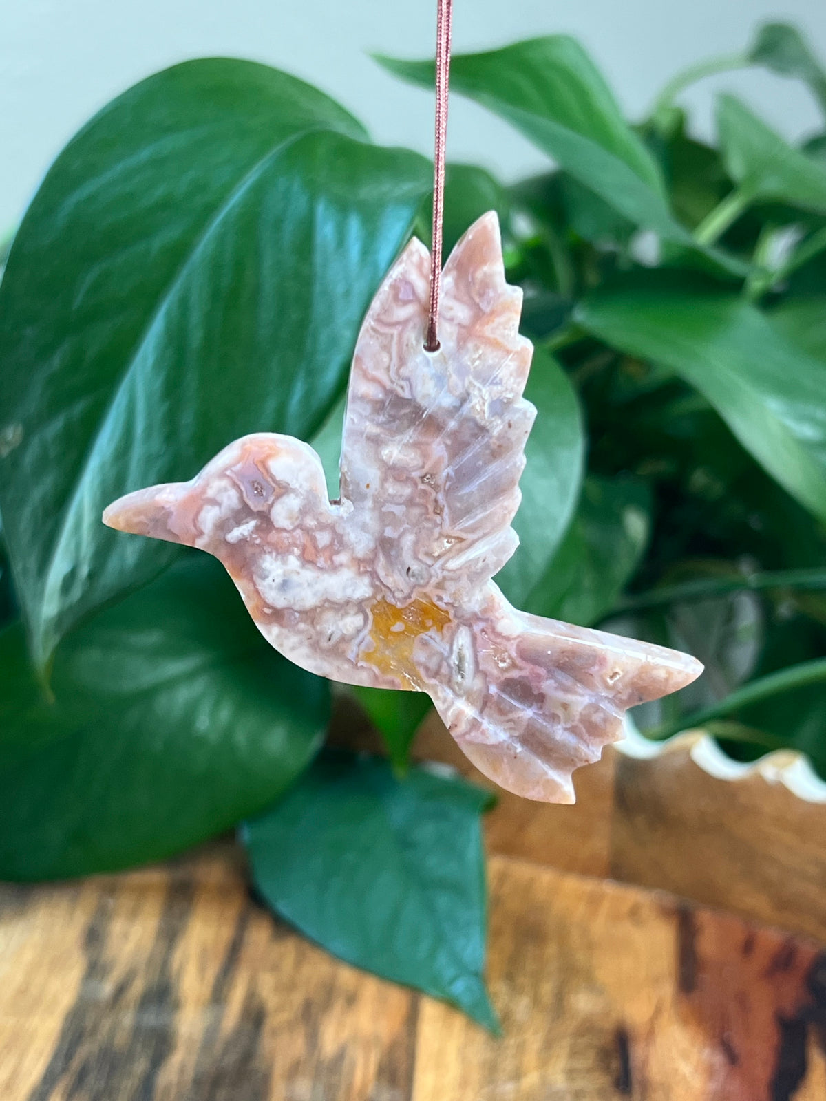 Sumatra Plume Agate Hummingbird Ornaments