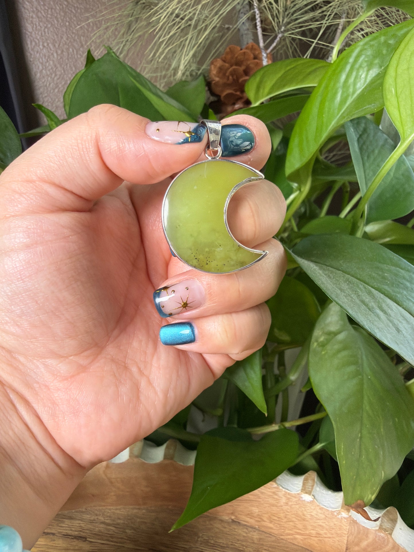 Idocrase Moon Pendant