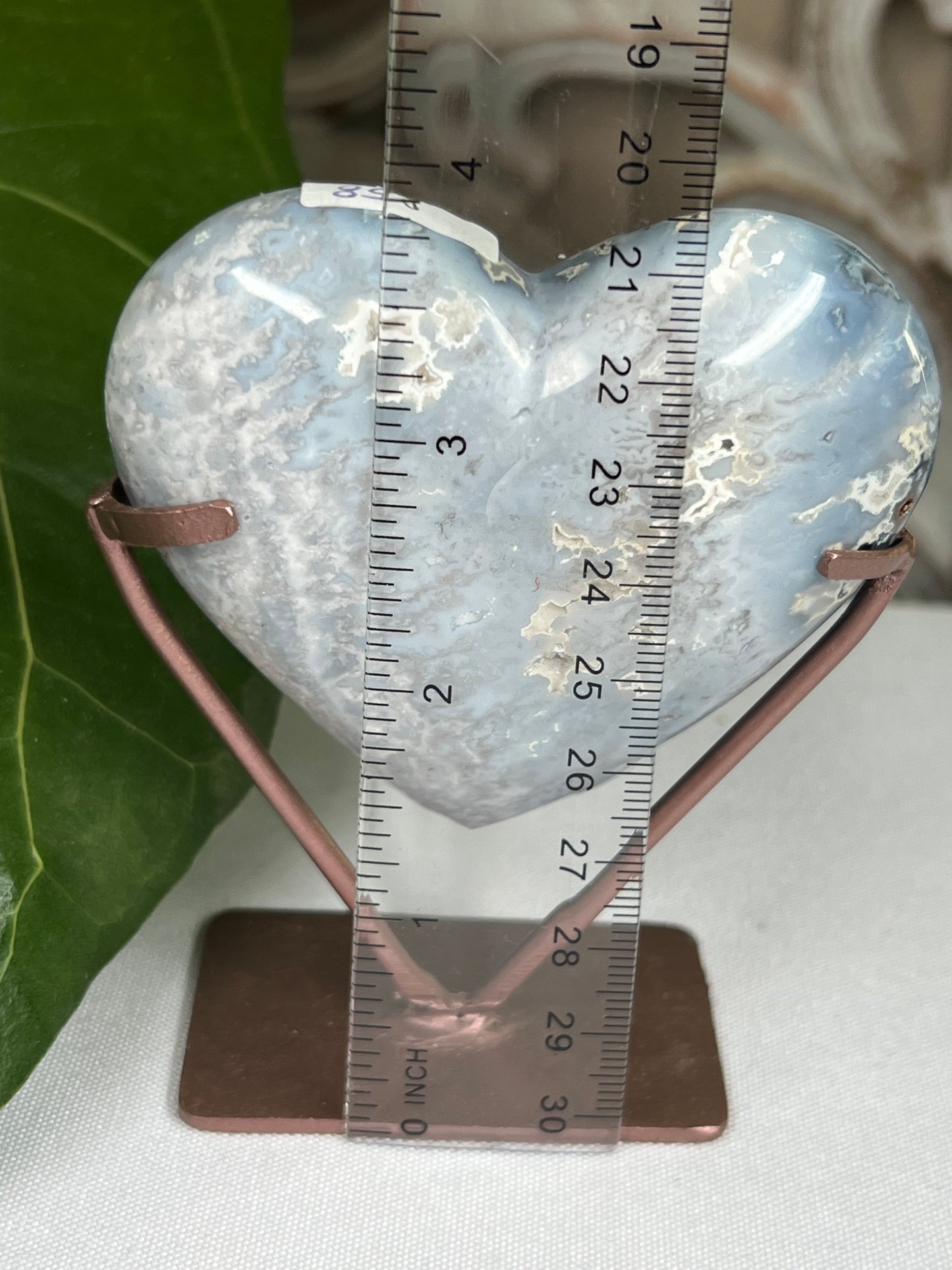 Blue Plume Agate Heart