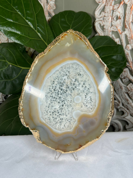 Brazilian druzy agate electroplated gold