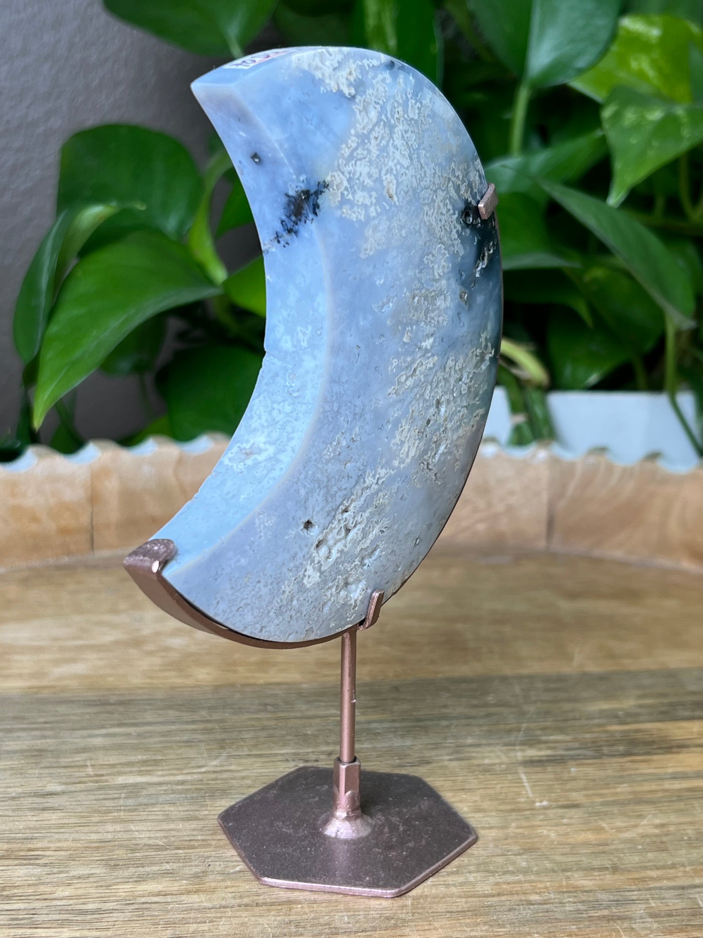Blue Plume Agate Moon