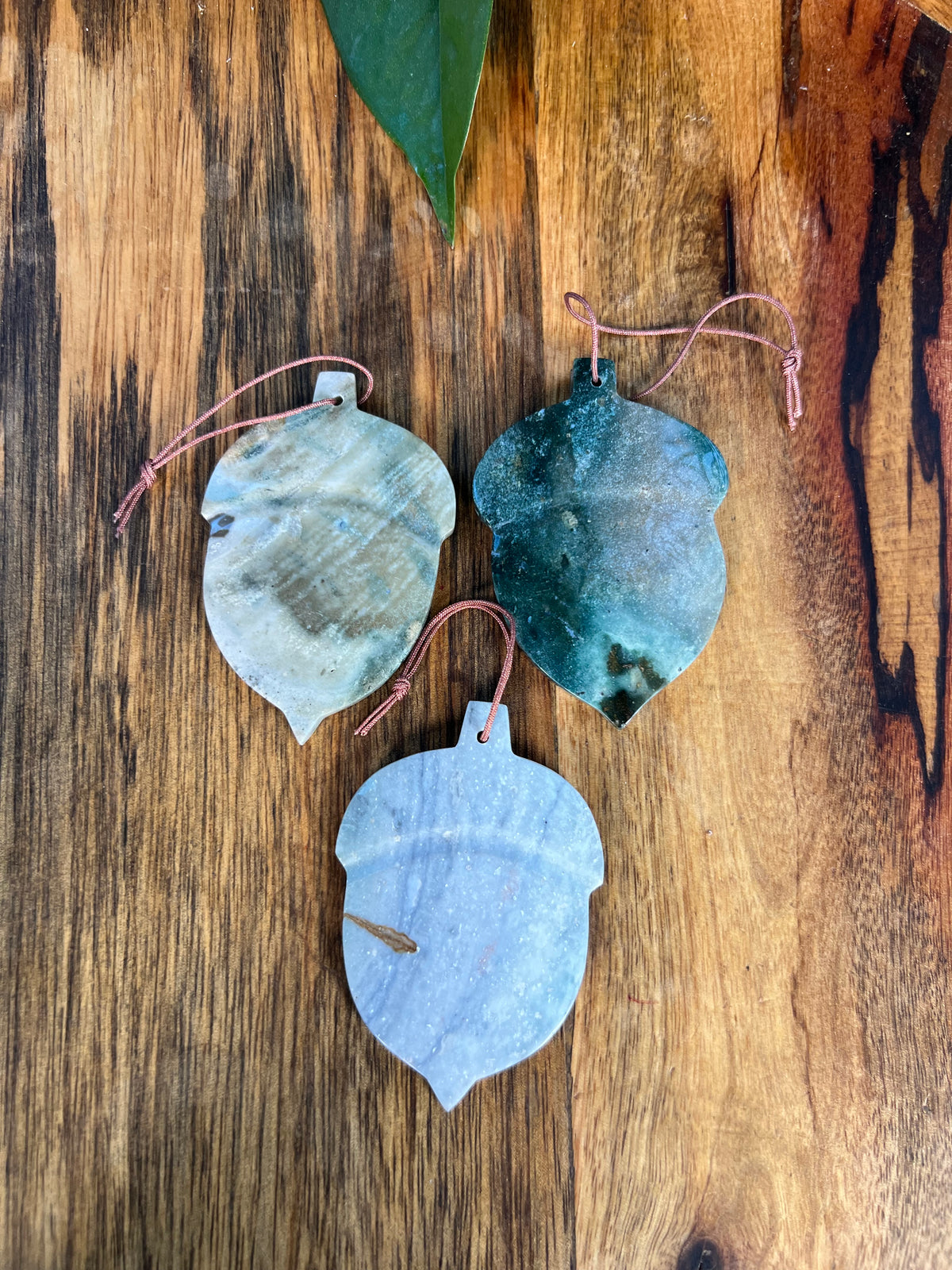 Blue Green Jasper Acorn Ornaments