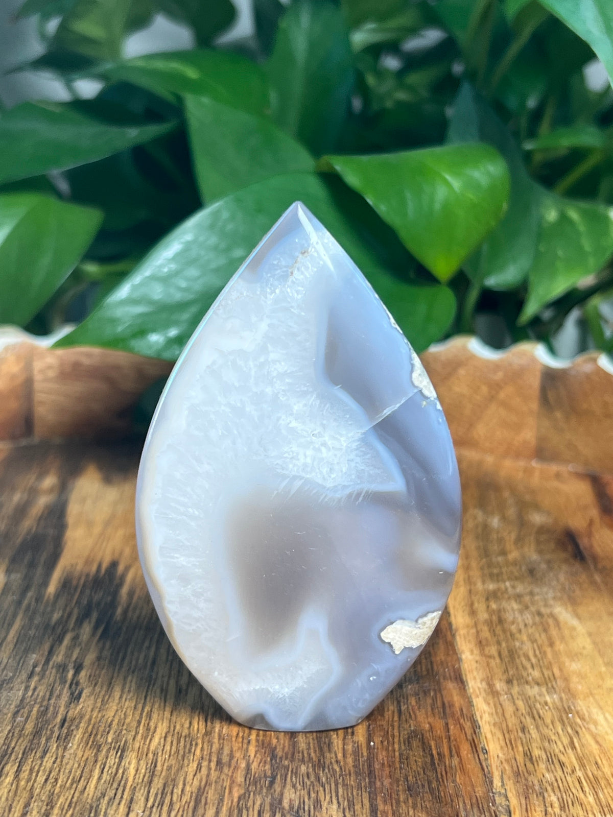 Blue Grey Lace Agate Flame: H