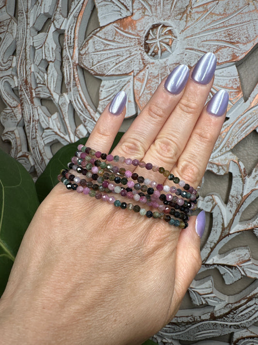Faceted Watermelon Tourmaline Beaded Bracelet