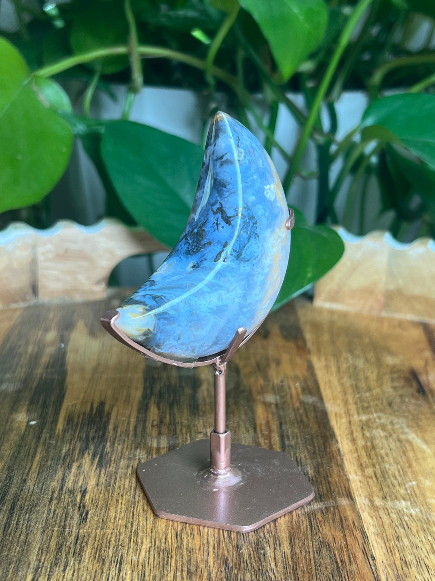 Rainbow Plume Agate Moon: KB