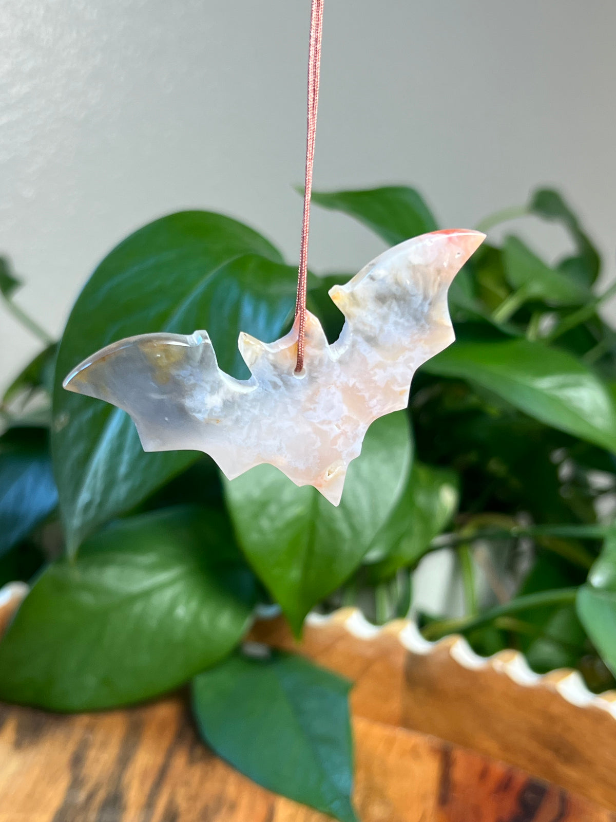 Rainbow Plume Agate Bat Ornaments