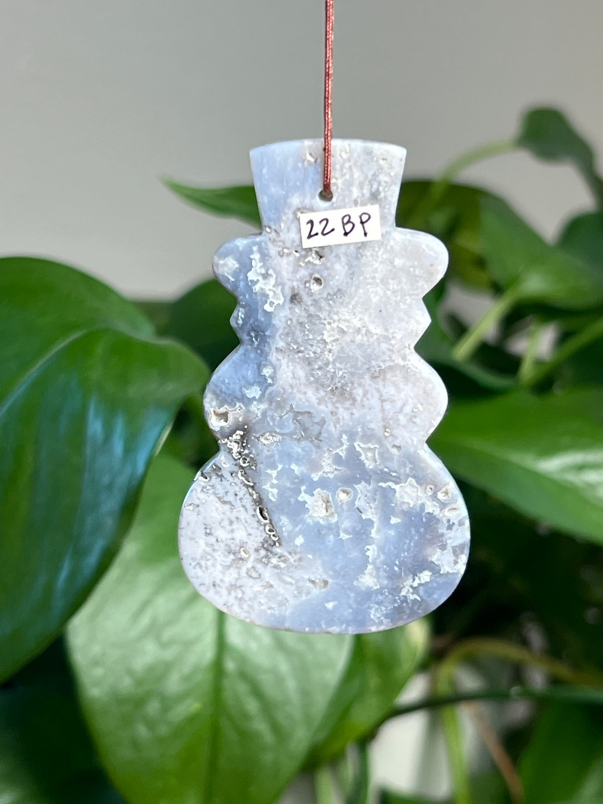 Blue Plume Agate Snowman Ornaments