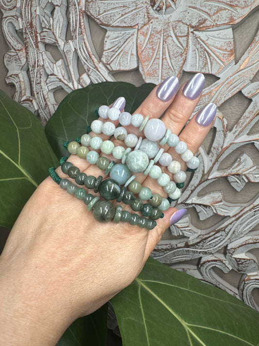 Adjustable Burmese Jade Beaded Bracelet