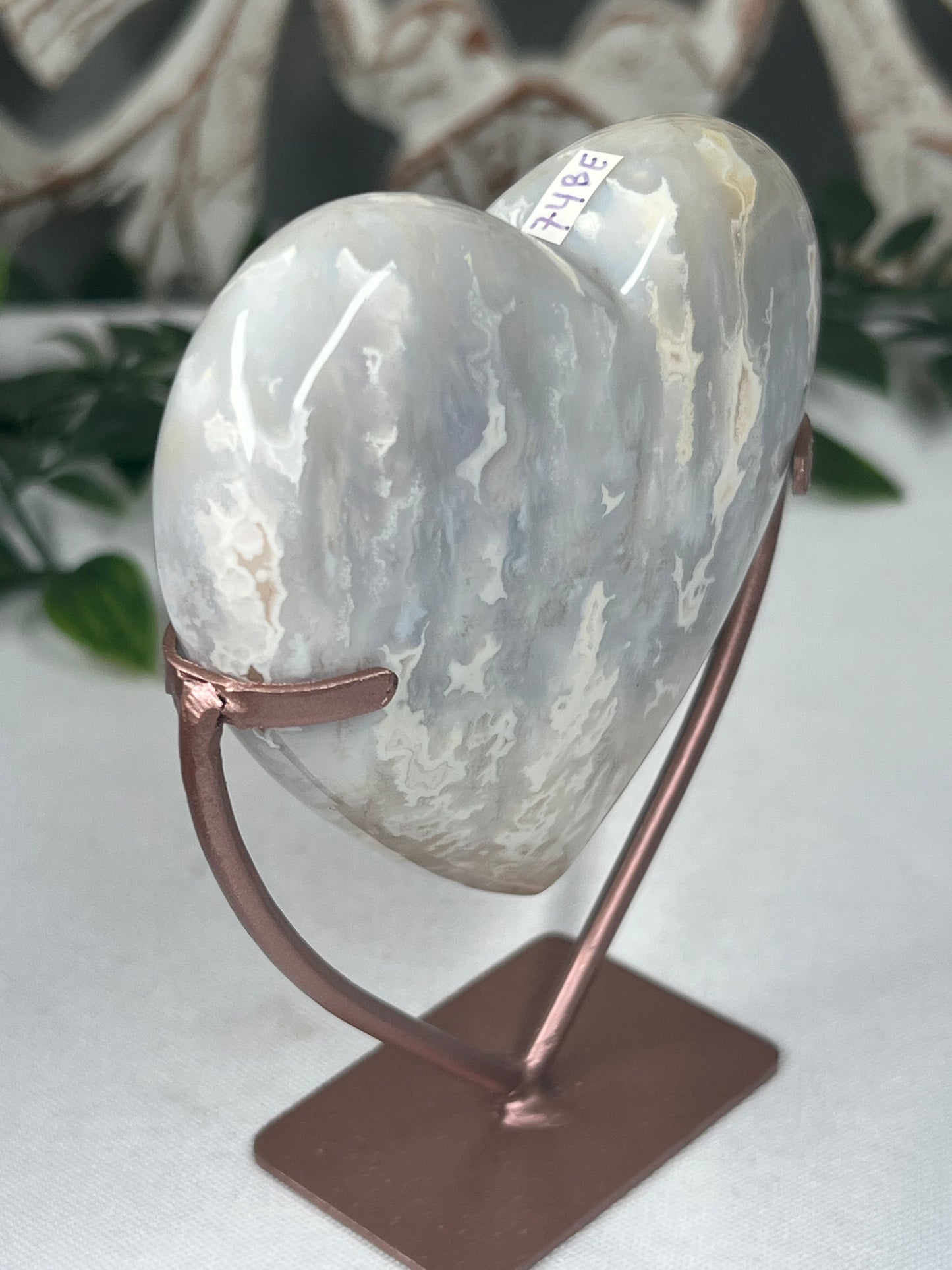 Winter Plume Agate Heart