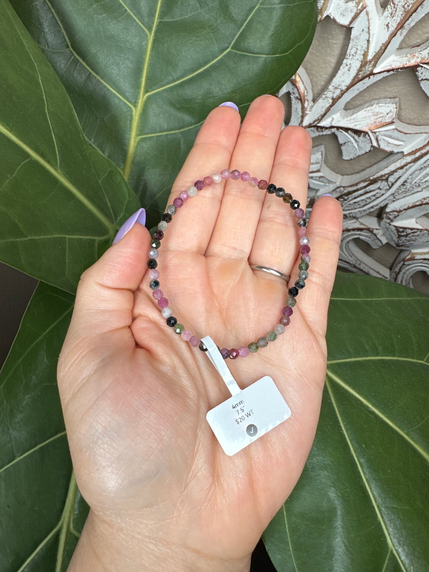 Faceted Watermelon Tourmaline Beaded Bracelet